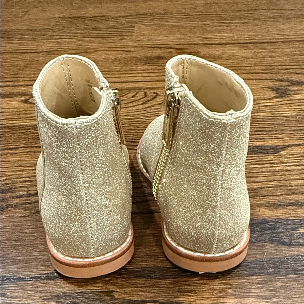Janie and Jack Gold Glitter Ankle Boots Girls Size 4